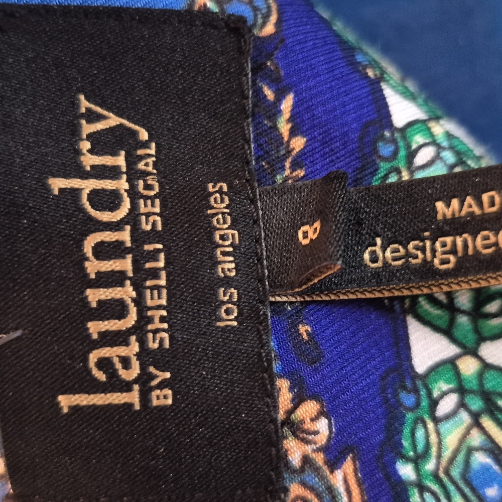 Laundry By Shelli Segal Vibrant Blue Multi Dress Beautiful Design Zip Closure 8 - Picture 8 of 11
